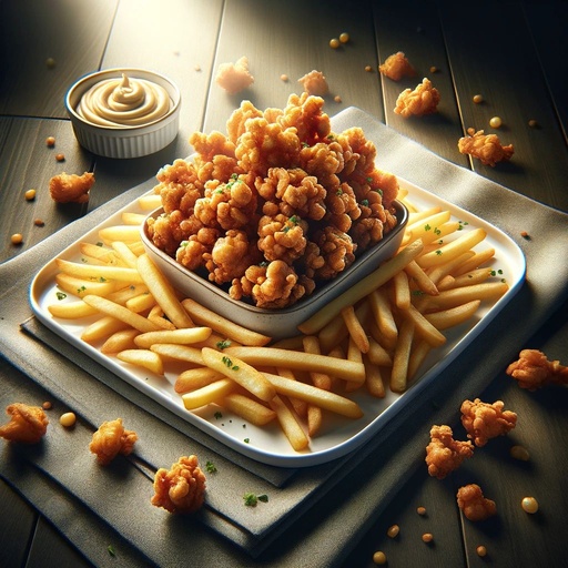 Chicken Popcorn with fries